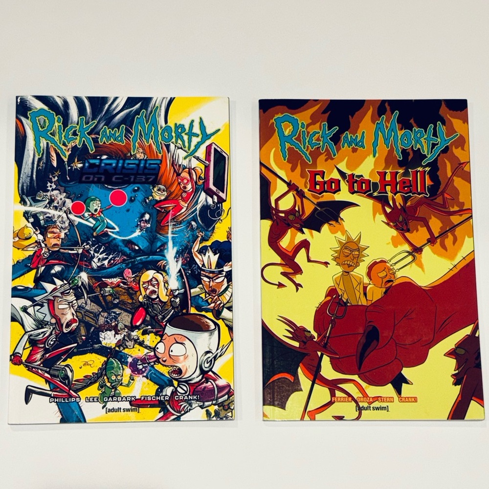 2 Rick and Morty soft cover comics in good Preloved condition.